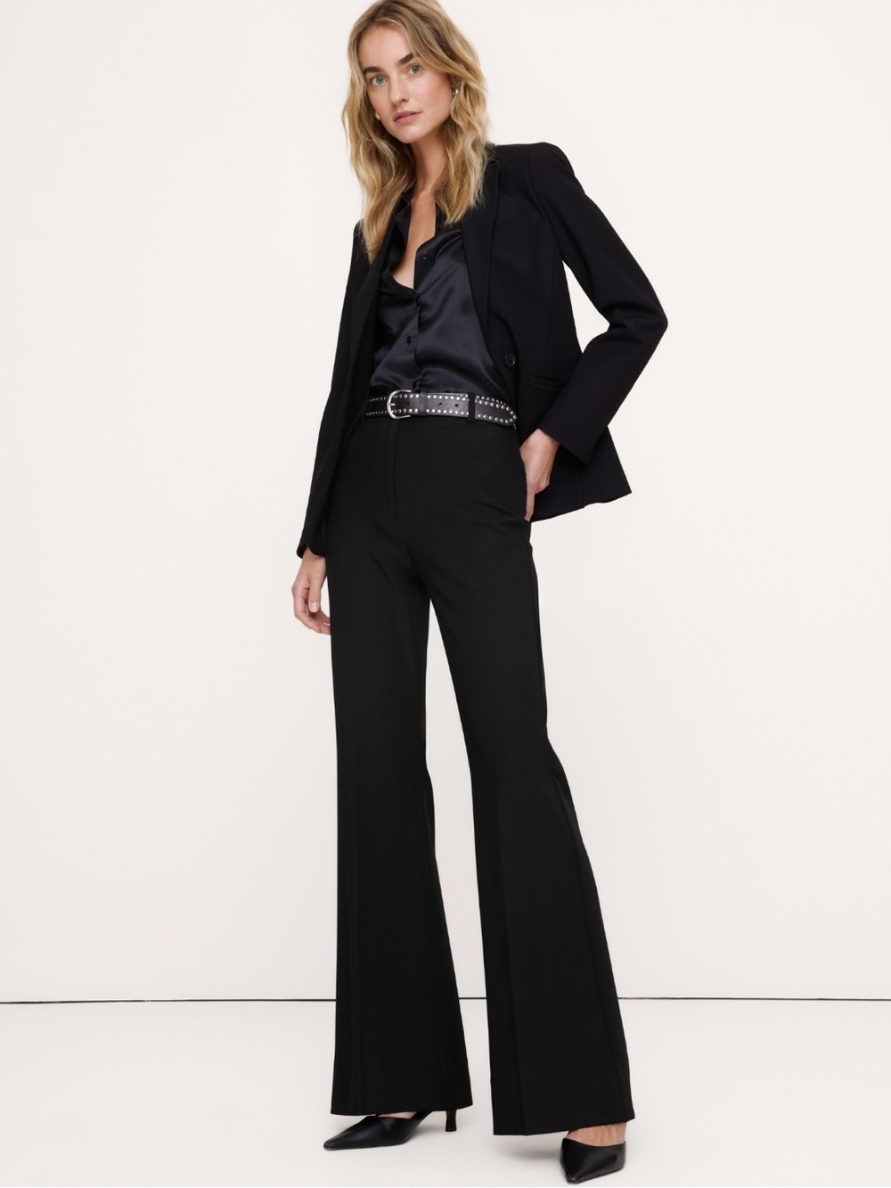 NWT Banana Republic High Rise Modern Flare City Stretch Black Pant Sz 12